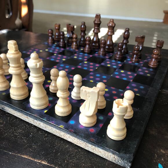 Scrapbook Chess Set - Midnight Polka Dots - Picture 3 of 10